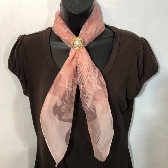 Pearl Scarf Clip, Gold Tone Circle Retro Vintage Office Siren Regency Retro - Picture 6 of 9